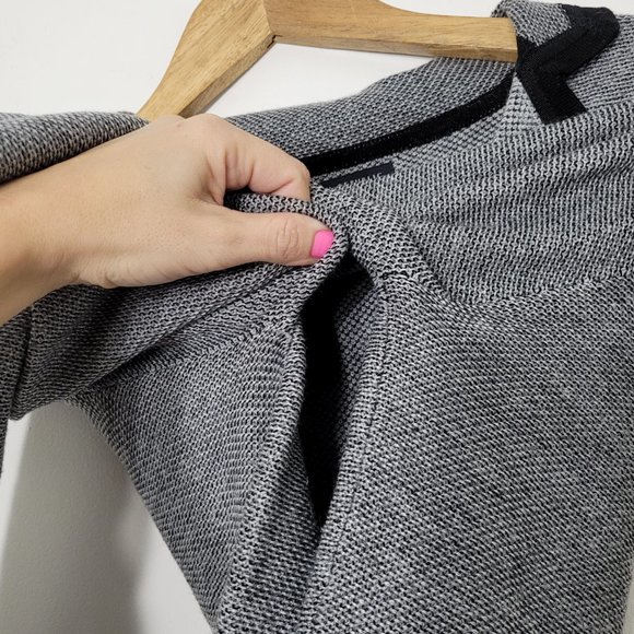 Banana Republic | Fine Merino Wool Knit Sweater Blazer Jacket Black Trim Gray M - Picture 7 of 9